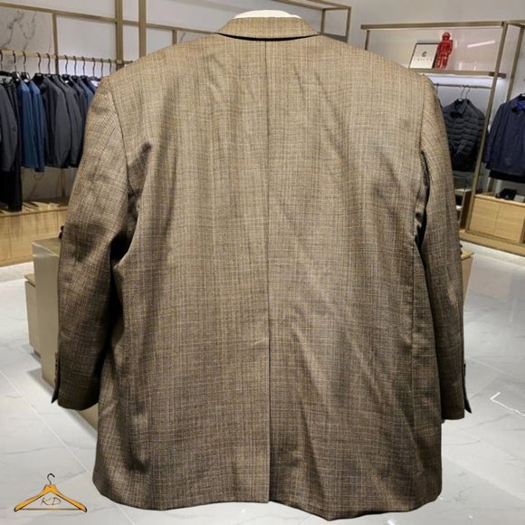 Jos. A. Bank Sport Coat: 48S, 100% Wool,Tan/Brown Plaid, EUC - Picture 3 of 12